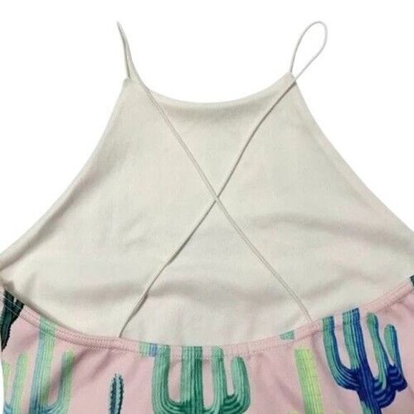 Southwestern Short Summer Dress Size 6 Cactus Print Bodycon Pink Spaghetti Strap - Picture 6 of 8
